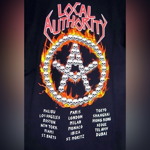 Local Authority Tri Skull Tour Print James Perse Los Angeles Unisex Size Small - Picture 3 of 6